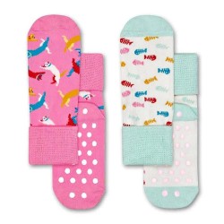 чорапи,детски,чорапи,happy,socks,car,anti,slip,socks,2,pairs,multicolor,(white,pink)