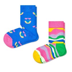 чорапи,детски,чорапи,happy,socks,rainbow,smile,socks,2,pairs,multicolor,(blue)