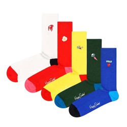чорапи,мъжки,чорапи,happy,socks,ribbed,embroidery,long,socks,5,pairs,multicolor