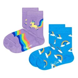 чорапи,детски,чорапи,happy,socks,unicorn,&,rainbow,socks,2,pairs,multicolor,(blue,purple)