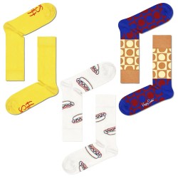 чорапи,мъжки,чорапи,happy,socks,yellow,and,white,long,socks,3,pairs,multicolor