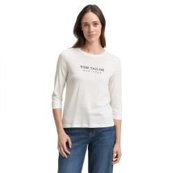 Тениска Tom tailor 1050858 3/4 sleeve T-shirt - White (Sky Captain Blue) тениска,мъжки,тениски,дамски,тениски,tom,tailor,1050858,3,4,sleeve,t,shirt,white,(sky,captain,blue)
