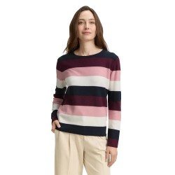 блуза,дамски,пуловери,дамски,плетени,дрехи,tom,tailor,knit,structured,striped,sweater,big,rose,knit,stripe,(multicolor)
