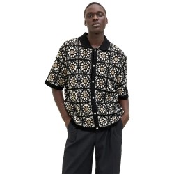 блуза,мъжки,пуловери,jack,&,jones,cartagena,crochet,short,sleeve,sweater,black