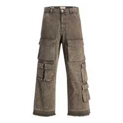 панталони,мъжки,панталони,jack,&,jones,st,owen,morris,acid,wash,multipocket,pants,black,sand,(brown)