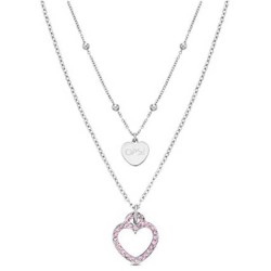 бижутерия,ops,objects,crystal,vibes,double,heart,rose,necklace,multicolor