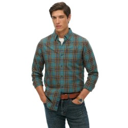 Карирана риза Superdry Vintage Check long sleeve shirt - Blue (Pasadena Check Black) карирана,риза,дамски,ризи,мъжки,ризи,superdry,vintage,check,long,sleeve,shirt,blue,(pasadena,check,black)