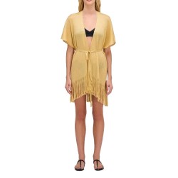 Рокля Sundek Lurex kaftan with strap short sleeve short dress - Yellow (Gold) рокля,дамски,поли,и,рокли,sundek,lurex,kaftan,with,strap,short,sleeve,short,dress,yellow,(gold)