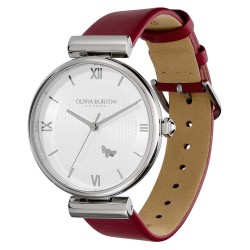 часовник,часовници,olivia,burton,minima,bee,36,mm,watch,red,white,mineral,(red)