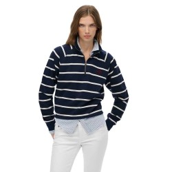 Блуза Superdry Ath Essential Stripe half zip sweatshirt - Blue (Navy Stripe) блуза,дамски,блузи,superdry,ath,essential,stripe,half,zip,sweatshirt,blue,(navy,stripe)