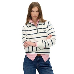 Блуза Superdry Ath Essential Stripe half zip sweatshirt - White (White / Navy Stripe) блуза,дамски,блузи,superdry,ath,essential,stripe,half,zip,sweatshirt,white,(white,navy,stripe)