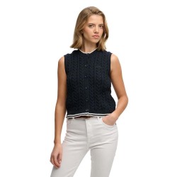 Потник Superdry Cable Button Down Sleeveless Top - Black (Eclipse Navy) потник,дамски,топове,superdry,cable,button,down,sleeveless,top,black,(eclipse,navy)