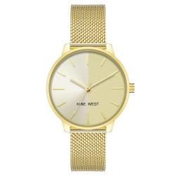 Часовник Nine west NW-2668CHGB Quartz 35 mm woman watch - Golden (Golden / Golden / Beige) часовник,часовници,nine,west,nw,2668chgb,quartz,35,mm,woman,watch,golden,(golden,golden,beige)