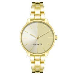 Часовник Nine west NW-2682CHGB Quartz 34 mm woman watch - Golden (Golden / Golden / Beige) часовник,часовници,nine,west,nw,2682chgb,quartz,34,mm,woman,watch,golden,(golden,golden,beige)