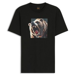 Тениска BOSS Dobermann 10277382 T-shirt - Black (Black 002) тениска,мъжки,тениски,дамски,тениски,boss,dobermann,10277382,t,shirt,black,(black,002)