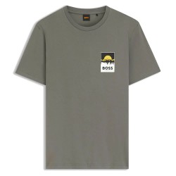 Тениска BOSS Plain 10276582 T-shirt - Grey (Open Grey) тениска,мъжки,тениски,дамски,тениски,boss,plain,10276582,t,shirt,grey,(open,grey)