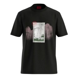 Тениска HUGO Divalis 10272987 T-shirt - Black (Black) тениска,мъжки,тениски,дамски,тениски,hugo,divalis,10272987,t,shirt,black,(black)