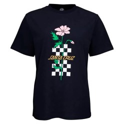 Тениска Santa cruz Checker bloom strip short sleeve T-shirt - Black (Strip) тениска,мъжки,тениски,дамски,тениски,santa,cruz,checker,bloom,strip,short,sleeve,t,shirt,black,(strip)