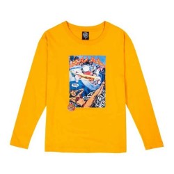 тениска,дамски,тениски,santa,cruz,hello,steve,long,sleeve,t,shirt,yellow,(tangerine)