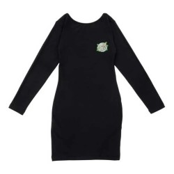 рокля,дамски,поли,и,рокли,santa,cruz,rose,dot,long,sleeve,dress,black,(black)