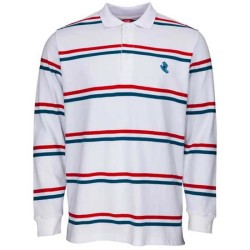 Santa cruz Screaming mini hand long sleeve polo - White (Stripe) дамски,блузи,с,яка,мъжки,блузи,с,яка,santa,cruz,screaming,mini,hand,long,sleeve,polo,white,(stripe)
