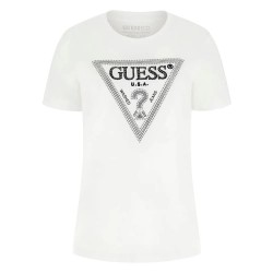 тениска,дамски,тениски,guess,krystal,triangle,short,sleeve,t,shirt,refurbished,white,(pure,white)