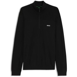 блуза,мъжки,пуловери,дамски,пуловери,boss,momentum,10273969,green,half,zip,sweater,black,(black)