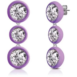 бижутерия,ops,objects,wonder,3,stone,earrings,violet