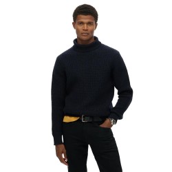 Блуза Superdry Merchant Textured Roll Neck high neck sweater - Blue (Navy) блуза,мъжки,пуловери,superdry,merchant,textured,roll,neck,high,neck,sweater,blue,(navy)