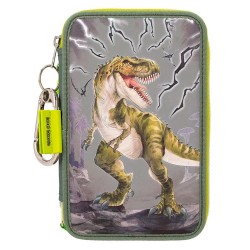 Dino world REFLECTOR 0411758 pencil case - Grey / Silver канцеларски,принадлежности,dino,world,reflector,0411758,pencil,case,grey,silver