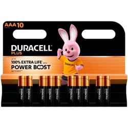 батерии,duracell,plus,power,boost,dpblr3b10,aaa,alkaline,batteries,1.5v,10,units,black,copper