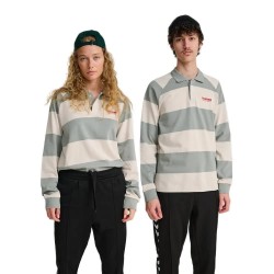 Hummel Loose Striped long sleeve polo - Beige (Belgian Block) дамски,блузи,с,яка,мъжки,блузи,с,яка,hummel,loose,striped,long,sleeve,polo,beige,(belgian,block)