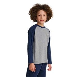 Тениска Hummel Raglan Loose Bee long sleeve T-shirt - Grey (Dress Blues) тениска,мъжки,тениски,дамски,тениски,hummel,raglan,loose,bee,long,sleeve,t,shirt,grey,(dress,blues)
