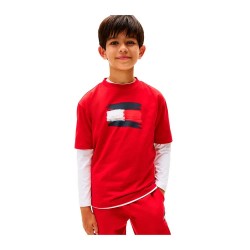Тениска Tommy hilfiger KB0KB10111 short sleeve T-shirt - Red (Red) тениска,детски,тениски,tommy,hilfiger,kb0kb10111,short,sleeve,t,shirt,red,(red)