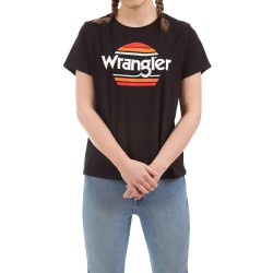 Тениска Wrangler Rainbow short sleeve T-shirt - Black (Black) тениска,дамски,тениски,wrangler,rainbow,short,sleeve,t,shirt,black,(black)