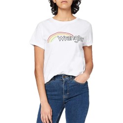 Тениска Wrangler Rainbow short sleeve T-shirt - White (White) тениска,дамски,тениски,wrangler,rainbow,short,sleeve,t,shirt,white,(white)