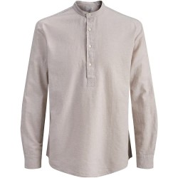 Риза с дълъг ръкав Jack & jones Breeze Tunic Linen long sleeve shirt - Beige (String) риза,с,дълъг,ръкав,дамски,ризи,мъжки,ризи,jack,&,jones,breeze,tunic,linen,long,sleeve,shirt,beige,(string)