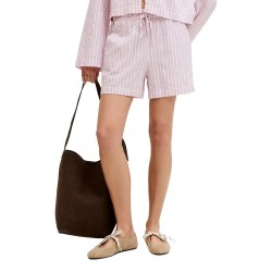 Къси панталони Jack & jones Zoe Seersucker JJXX high waist shorts - Pink (Pink Lady / Stripes Brown) къси,панталони,мъжки,панталони,дамски,панталони,jack,&,jones,zoe,seersucker,jjxx,high,waist,shorts,pink,(pink,lady,stripes,brown)