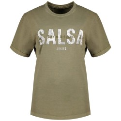 Тениска Salsa jeans 21011142 short sleeve T-shirt - Green (Dark Green V1) тениска,мъжки,тениски,дамски,тениски,salsa,jeans,21011142,short,sleeve,t,shirt,green,(dark,green,v1)