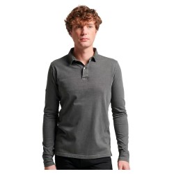 Блуза с дълъг ръкав Superdry Studios Jersey long sleeve polo refurbished - Grey (Washed Black) блуза,с,дълъг,ръкав,мъжки,блузи,с,яка,superdry,studios,jersey,long,sleeve,polo,refurbished,grey,(washed,black)