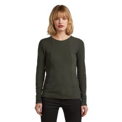 Тениска G-Star A Line Slim Rib long sleeve T-shirt - Green (Asfalt) тениска,дамски,тениски,g,star,a,line,slim,rib,long,sleeve,t,shirt,green,(asfalt)