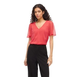 Vila Falia short sleeve blouse - Red (Hibiscus) дамски,блузи,vila,falia,short,sleeve,blouse,red,(hibiscus)