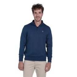 Блуза The time of bocha QI1JCREMA half zip sweater - Blue (Blue) блуза,мъжки,пуловери,the,time,of,bocha,qi1jcrema,half,zip,sweater,blue,(blue)