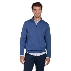 Блуза The time of bocha QI1JCREMA half zip sweater - Blue (Denim) блуза,мъжки,пуловери,the,time,of,bocha,qi1jcrema,half,zip,sweater,blue,(denim)