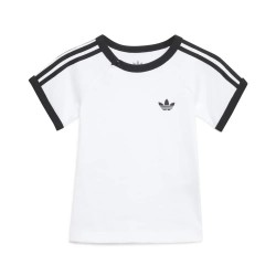 Тениска Adidas Originals 3 Stripe short sleeve T-shirt - White (White / Black) тениска,мъжки,тениски,дамски,тениски,adidas,originals,3,stripe,short,sleeve,t,shirt,white,(white,black)