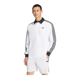 Adidas Originals 3 Stripes Rugby long sleeve polo - White (White) дамски,блузи,с,яка,мъжки,блузи,с,яка,adidas,originals,3,stripes,rugby,long,sleeve,polo,white,(white)
