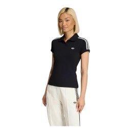 Adidas Originals 3 Stripes short sleeve polo - Black (Black / White) дамски,блузи,с,яка,мъжки,блузи,с,яка,adidas,originals,3,stripes,short,sleeve,polo,black,(black,white)