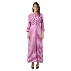 рокля,дамски,поли,и,рокли,yas,savanna,3,4,sleeve,long,dress,pink,(rose,violet,stripes,skyway)