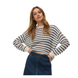 блуза,мъжки,пуловери,дамски,пуловери,vero,moda,charlene,sweater,beige,(birch,stripes,dark,denim)