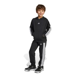 Анцуг Adidas 3 Stripes Essentials Fleece tracksuit - Black (Black) анцуг,детски,анцузи,adidas,3,stripes,essentials,fleece,tracksuit,black,(black)